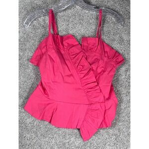 Y&i Pink Ruffle Cami Top Smocked Back Peplum Style Women's Medium